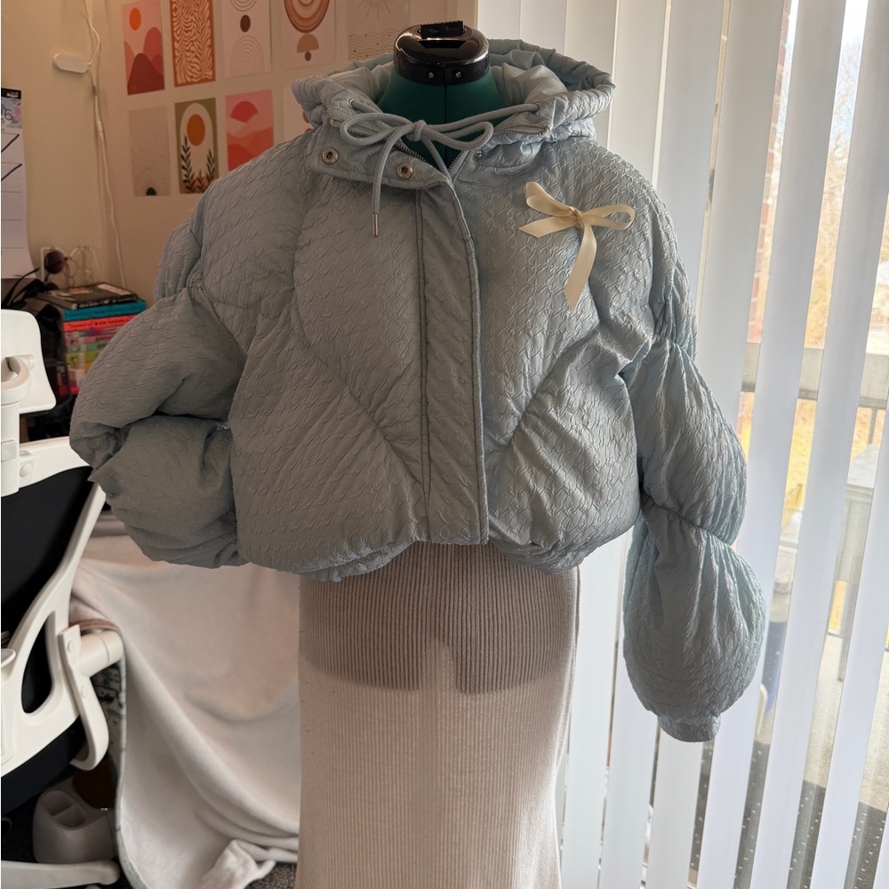 Missguided Light Blue Quilted Puffer Jacket